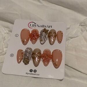 Pink and Gold Press-On Nails